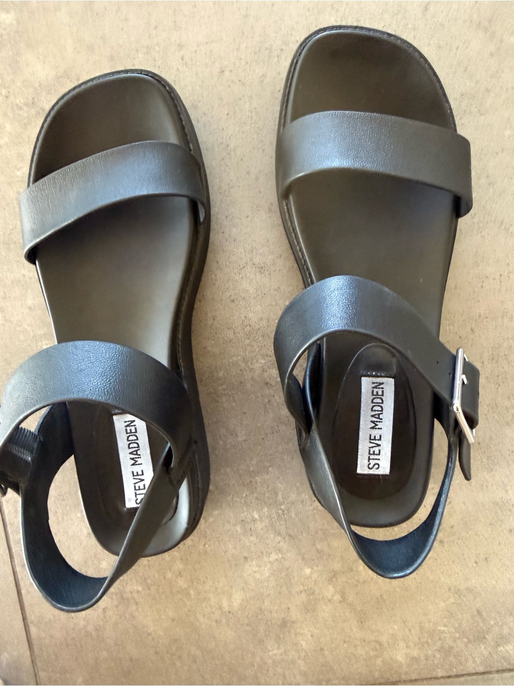 Steve Madden Black Two-Strap Sandals — great condition
